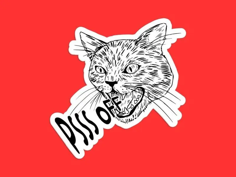 Piss Off Cat Sticker, Funny Cat Decal, Quirky Animal Art, Humorous Sticker