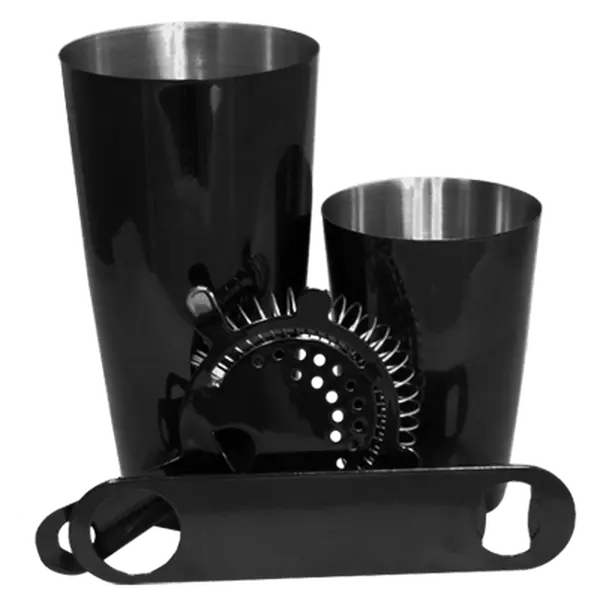 4-Piece Weighted Cocktail Shaker Bar Set - 16 oz Shaker, Speed Opener, 4-Prong Strainer, Bar Utensils for Mixed Drink & Cocktail Preparation