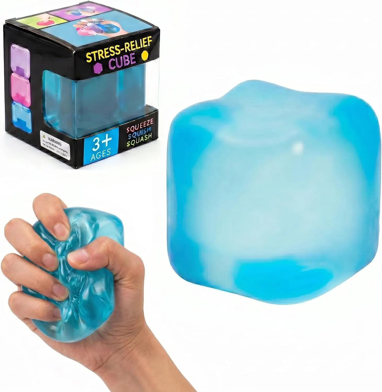 Nice Stress Cube, Squishy Fidget Toy Cubes,Slow Rising Squeeze Cube Balls, Taba Squishy Non-Sticky Gel Desk Toy for Relaxation & Focus for Adults,Blue