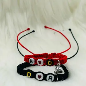 High Quality Couples Bracelet Set with Initial Charm, Adjustable Size for Comfortable Wear Women Men Anniversary Birthday Daily Auspicious