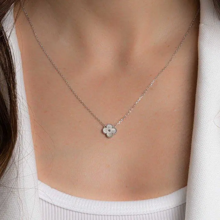 Sami Jewels Ella 4 Leaf Clover Necklace - Dainty 14K Gold Plated 925 Sterling Silver Female Necklace, Symbol of Luck and Good Fortune, Clover Jewelry Gift for Her