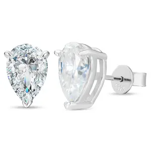 【#E549】Pear Cut Iced Out Stud Earrings UCCIYO Synthetic Moissanite Earrings For Women 925 Sterling Silver Stud Earring Men Hip Hop Jewelry Couple Gift