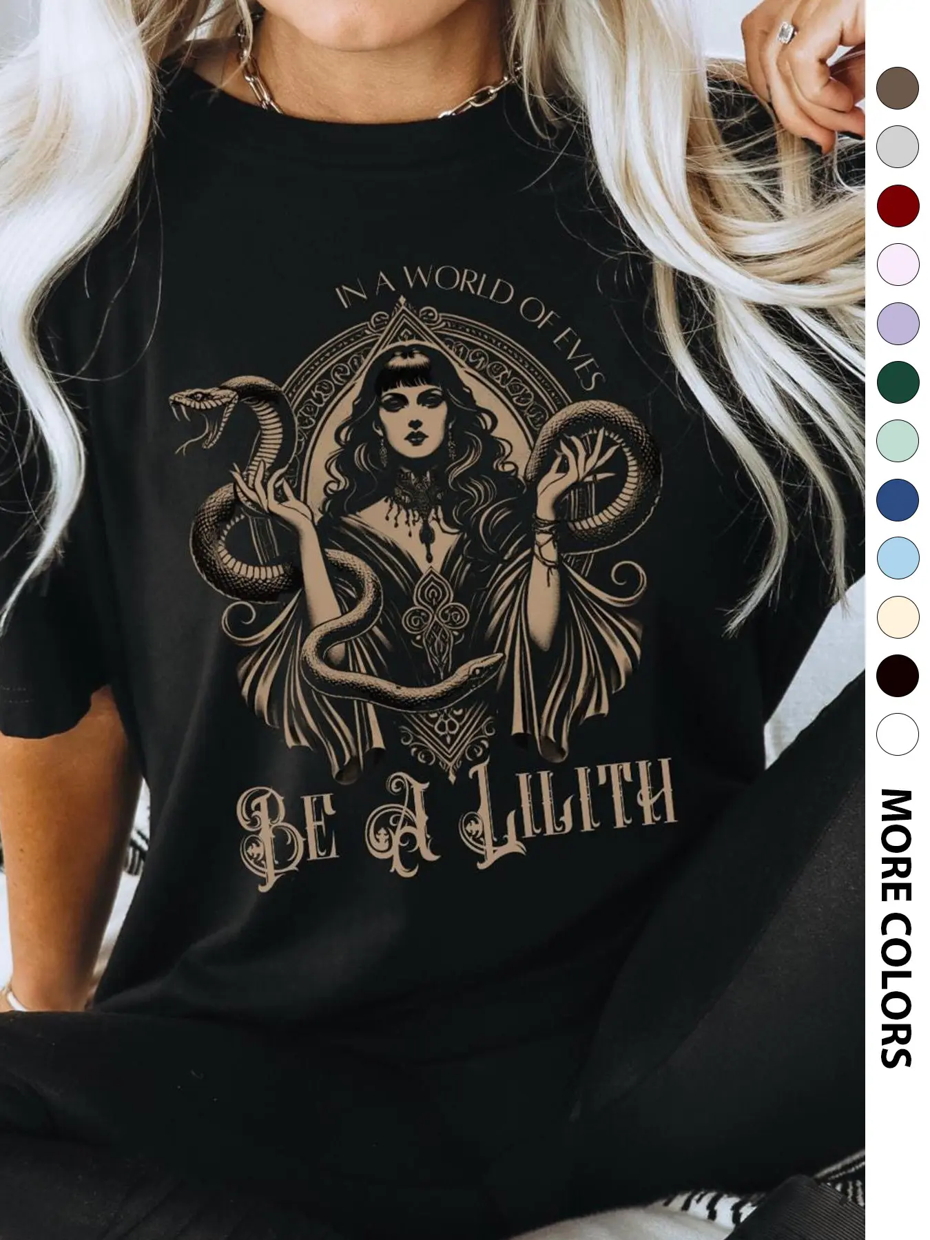 Women's Letter & Snake Print Round Neck Graphic Tee, Basic Casual Streetwear Fitted Everyday Short Sleeve T-shirt for Daily Wear, Ladies Summer Tops, Elegance, Lightweight