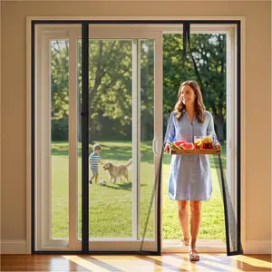 Screen Door, Fits Door Size 72" X 80", Door Mesh with  Closure and Super  , Heavy Duty Double Opening for Sliding Patio and  Doors