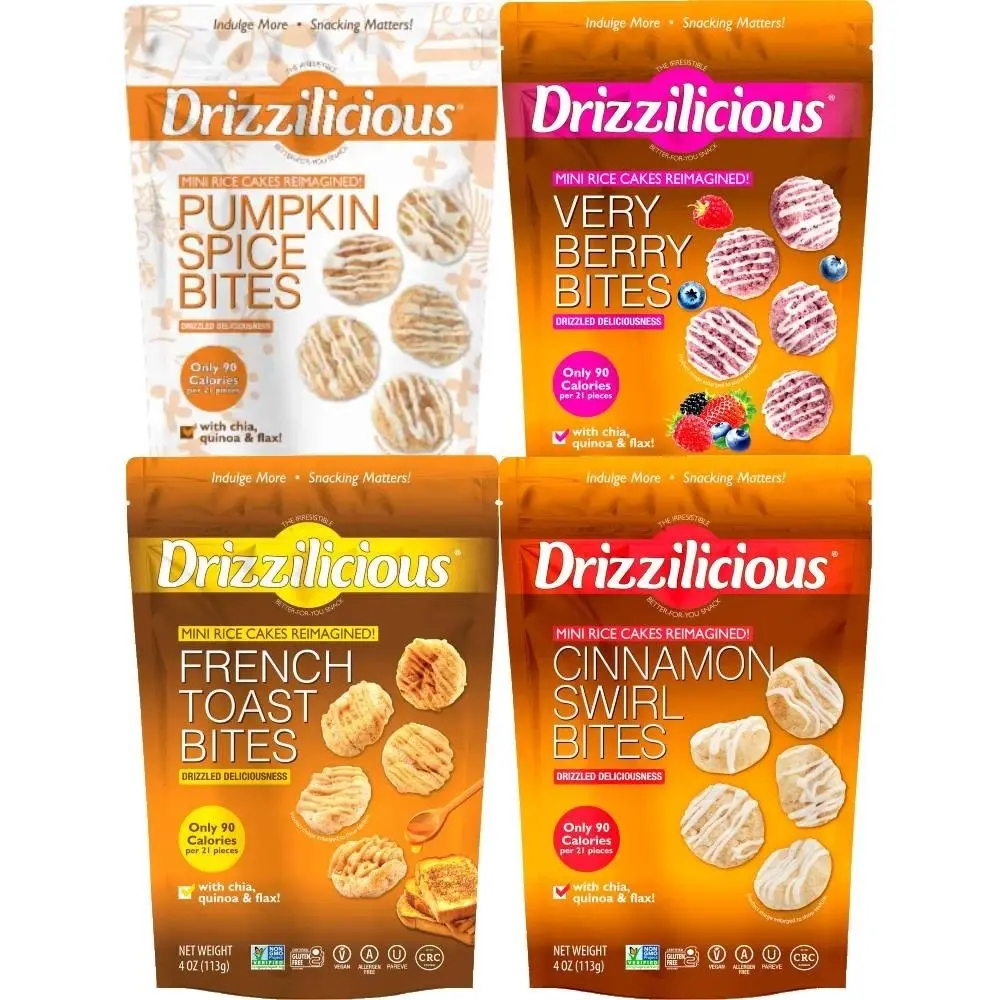 Drizzilicious Mini Flavored Rice Cakes Variety Pack – 4 oz Bags (Pack ...