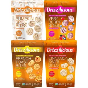 Drizzilicious Mini Flavored Rice Cakes Variety Pack – 4 oz Bags (Pack of 4) – Pumpkin Spice, French Toast, Cinnamon Swirl & Very Berry – Vegan, Gluten-Free Snack, 90 Calories per 21 Pieces