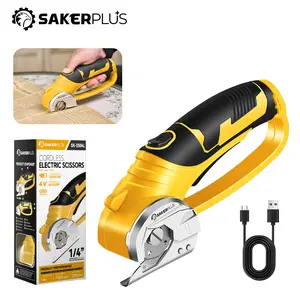 Sakerplus Cordless Electric Scissors,Rechargeable Fabric Scissor with LED Light,Power Rotary Cutter for Leather Carpet Plastic Cutting,Sewing,Crafting