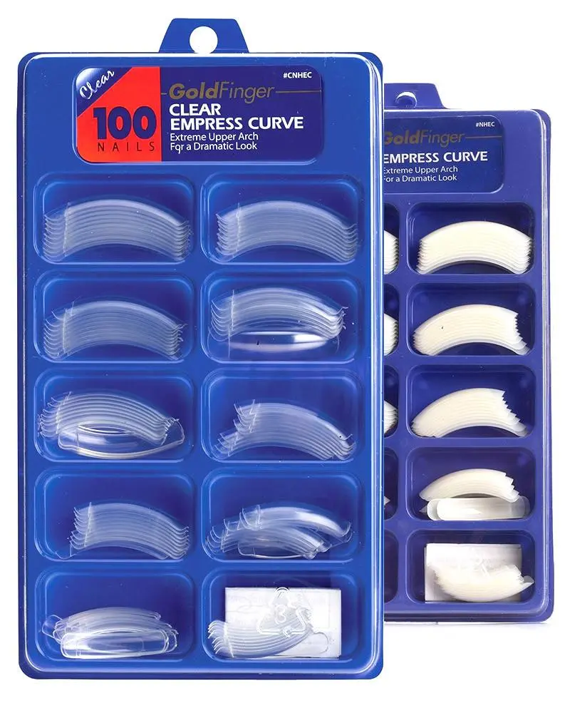 Gold Finger Empress Curve 100 Nail Tips, Extreme Upper Arch