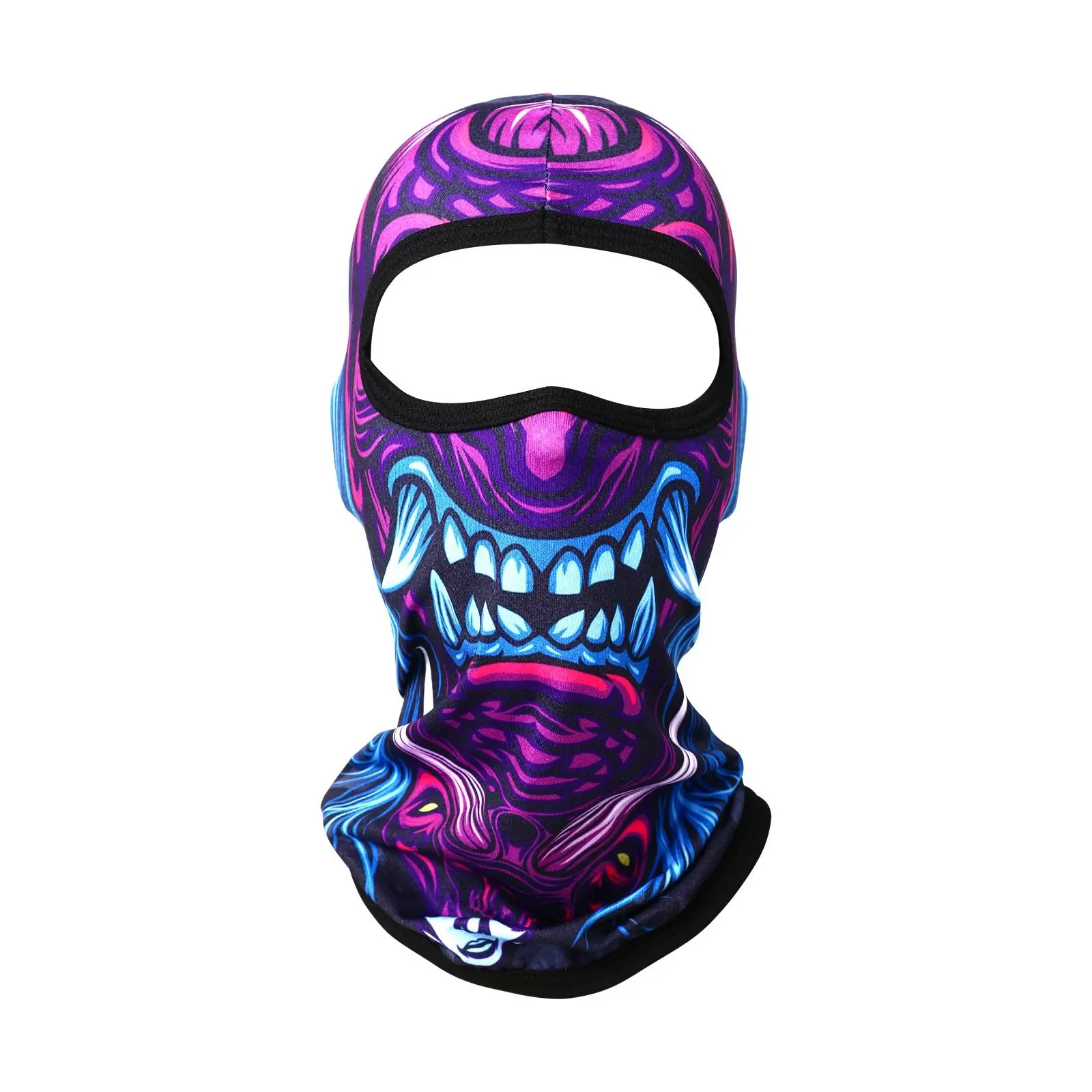 OIDEA Balaclava, Men's Edgy Demon Print Ski Mask, Cooling DuPont Antibacterial Jacquard Ice-Silk Fabric for Motorcycle Riding & Outdoor Sports, 38 x 23 cm, Full Face Mask, Biking, Wrap Securely, Mysterious, Edgy Style, Motorcycle Gear, Windproof Balaclava