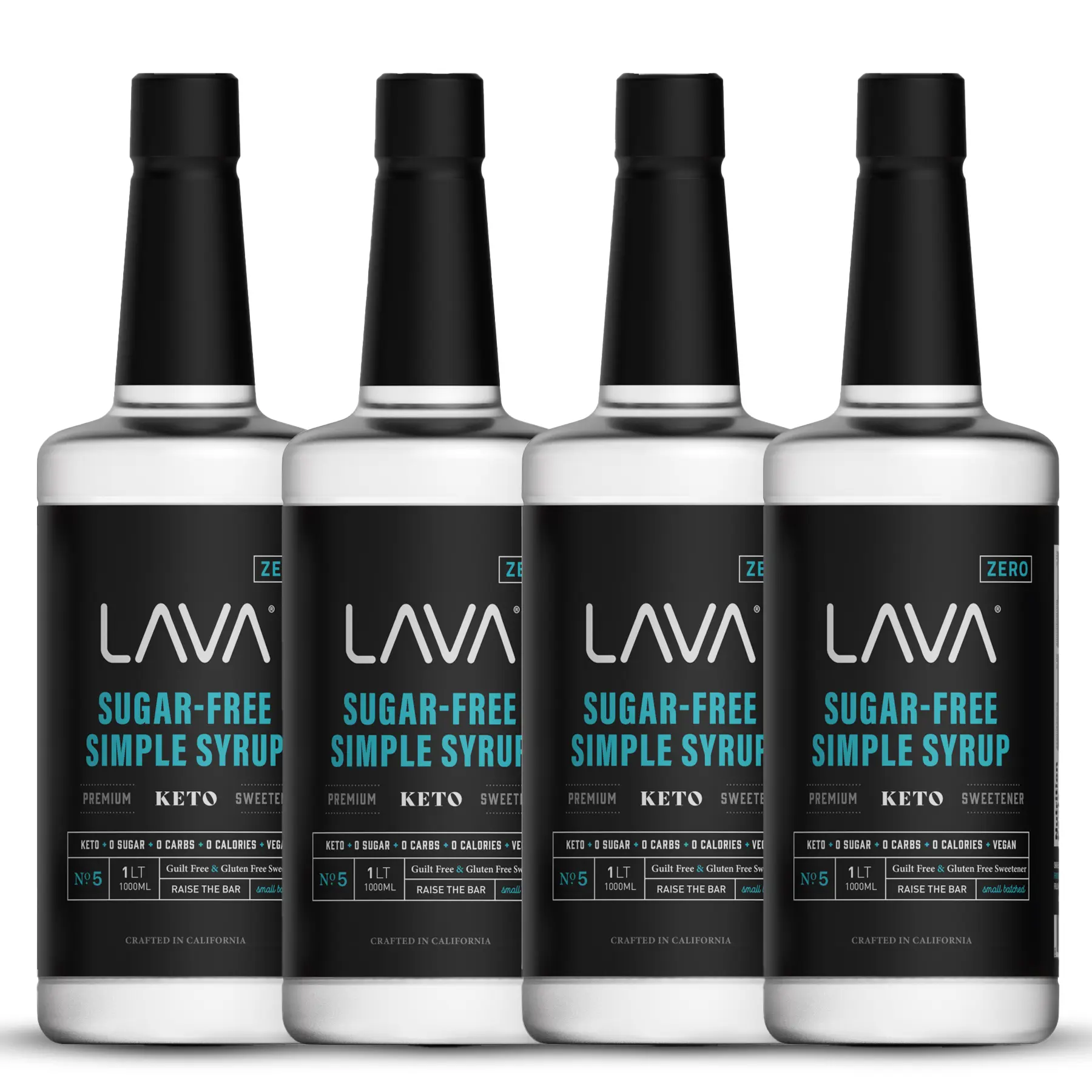 (4-Pack) LAVA Premium Sugar Free Simple Syrup, Keto Friendly, Zero Sugar, Zero Carbs, Zero Calories, Sugar Substitute Sweetener, 33.8oz (1-Liter, 1-Pack) Beverage