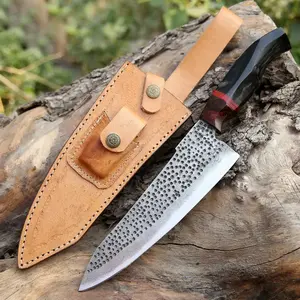 13" Handmade Damascus Steel Chef Knife - Horn & Wood Handle