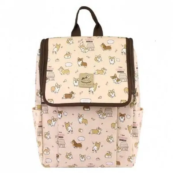 Peach Corgi Puppy Flip Backpack