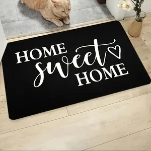 1pc Black And White Welcome Doormat Welcome Doormat Entrance Mat Polyester Fiber Letter Pattern Perfect for Indoor/Outdoor Entrance Porch Living Room Laundry Room Bedroom Kitchen Patio Balcony Decoration Home Decoration