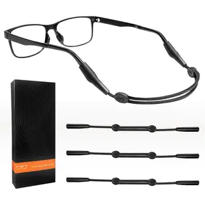 Glasses Strap  3 count, Eyeglasses Strap Holder for  Women Men, Adjustable Sunglasses lanyard string chain,Reading eye glasses holders around , Eyewear Retainer (Black)