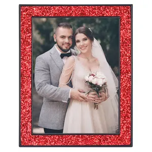 REGALWOVEN Picture Frame for Photo and Poster, Beautiful Metal Frames for Horizontal and Vertical Photo Formats for Tabletop 8x10 Inch Inch Red