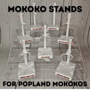 Mokoko Display Stand – Custom Fit 3D Printed Base (Pearly White + Pink Details)