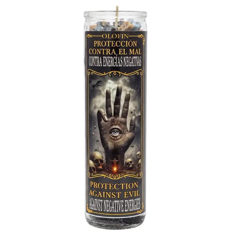 Proteccion Contra El Mal - Protection against Evil Prepared Ritual Candle Perfumed Vela Preparada