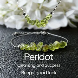 2count Peridot Sne Bracelet+Necklace Set, Helps Attract Wealth, Abundance, And Prosperity