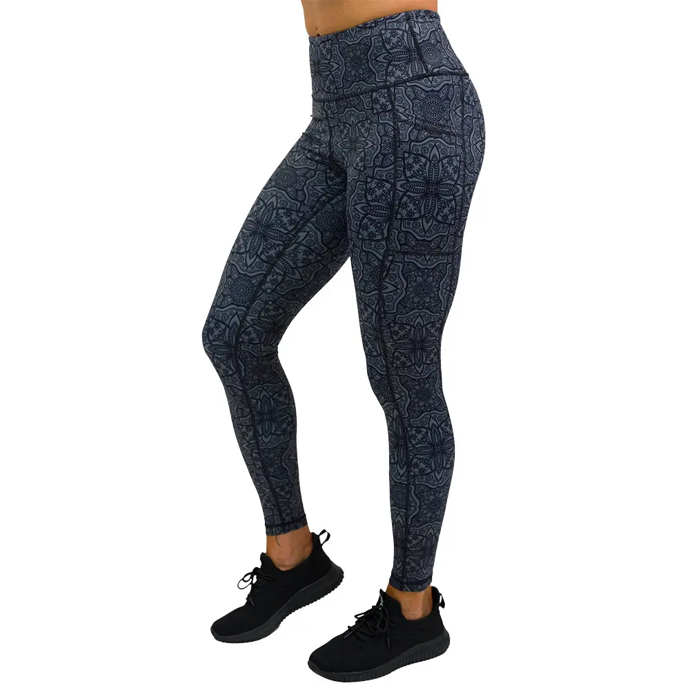 CVG Zentangle Leggings Gym Outfit High Waisted Yoga Gym Sportswear Bottoms Fitness Yoga Pants, Athletic Pants, Sweat Proof