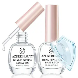 2-in-One Clear Base & Top Coat Nail Polish Strengthener Set – Quick Dry, High Shine, Long Lasting, Air Dry, 2 Bottles 10ml, Gentle Formula, Natural Ingredients, Salon Quality