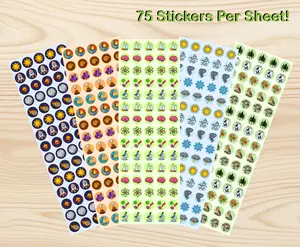 Science Sticker Sheets for Teachers & Students - 5 Sheets with 75 Science-Themed Stickers Each - Ideal for Classrooms, Planners, Journals, and STEM Learning Activities