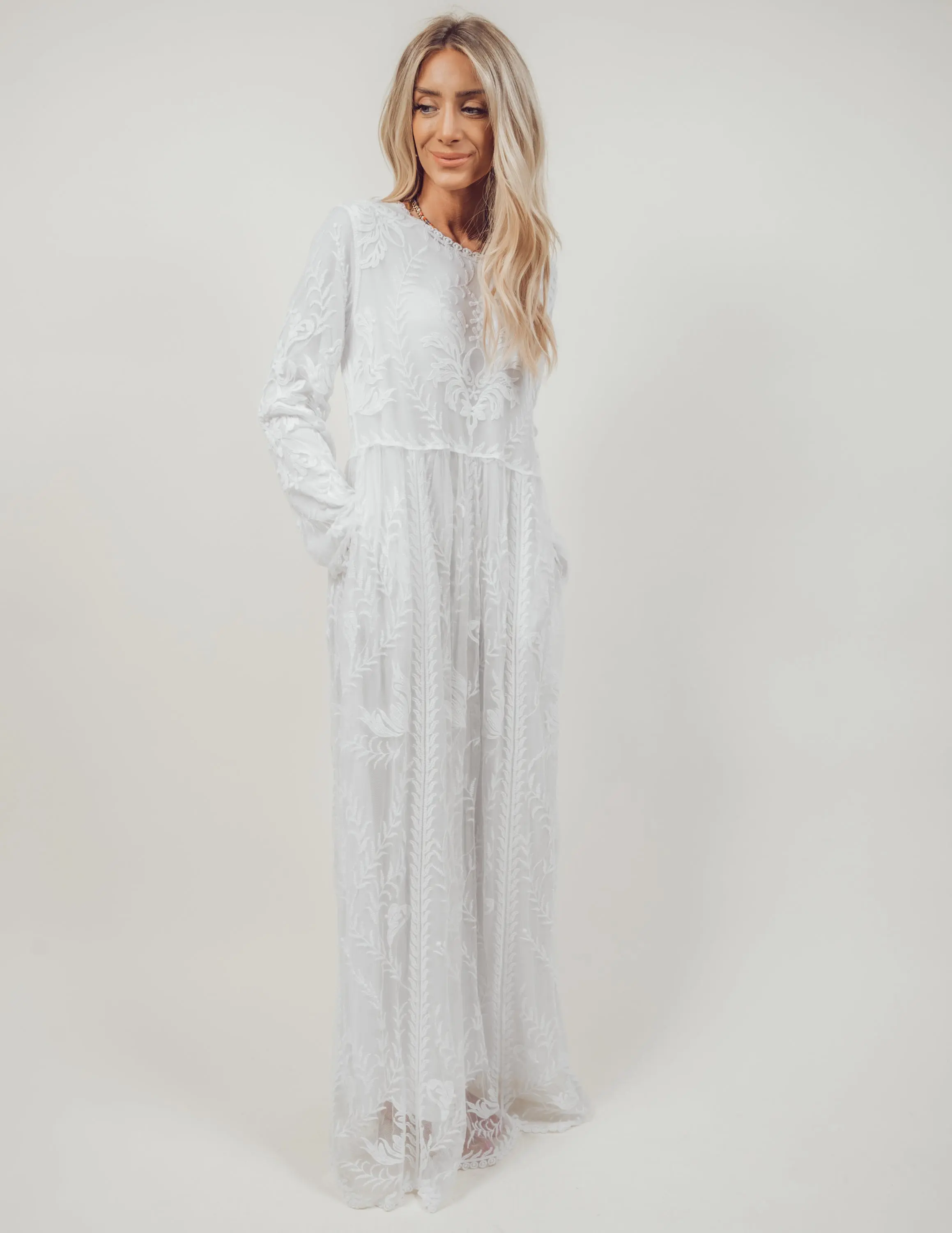 Devi Embroidered Lace Temple Dress