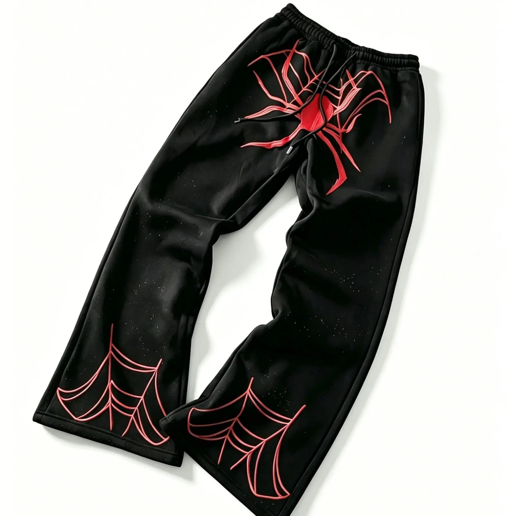 Y2K Men's Black Sweatpants with Spider Web Graphic, Oversized Loose Fit Jogger Pants, Streetwear Casual Trousers, Unisex Hip Hop Style Lounge Pants, Trendy Aesthetic Clothing, TikTok Viral Fashion Outfit, Daily Wear Comfy Pants