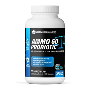 AMMO 60 PROBIOTIC - 60 Billion CFU - 4 Strains for Gut Health & Immunity - Edible Supplement for Digestive Comfort & Natural Defense