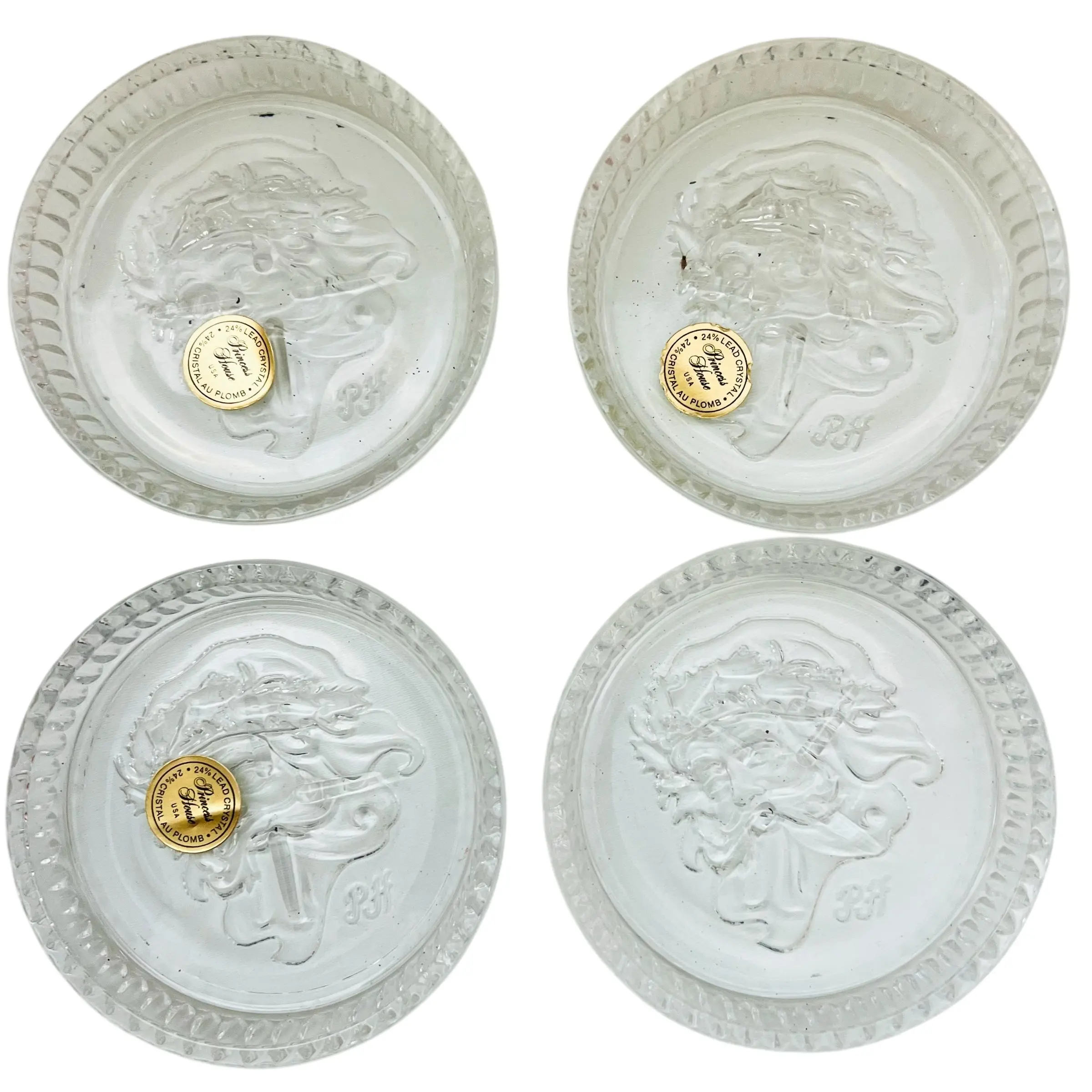 Vintage Princess House Lead Crystal Santa Coasters Crystal Coasters