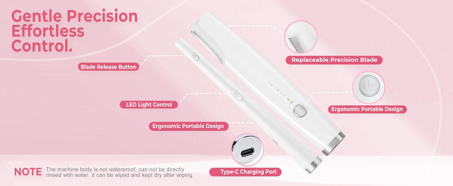 White Sonic Dermaplaning Tool for Women, 3-Speed Facial Hair Remover with LED Light, Rechargeable Face Shaver for Peach Fuzz Removal & Gentle Exfoliation, Portable Skincare Tool with Replaceable Blades