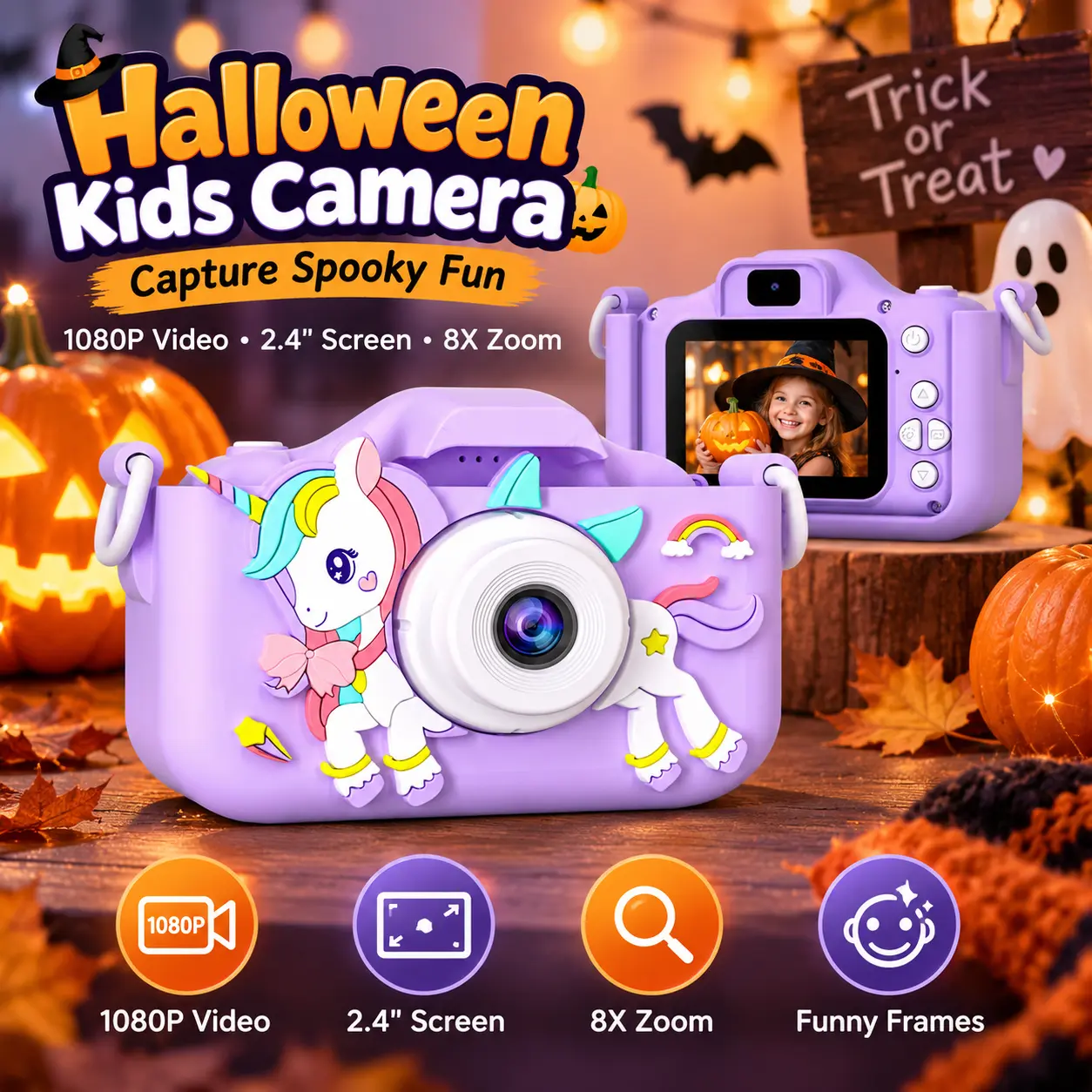 【Black Friday】Kids High-Definition Digital Camera - Compact Rechargeable Dual-Lens Selfie Device with Drop-Safe Silicone Case, Quality Screen, Portable Travel Camera, Brain Training, 5 Brain Games Boost Skills, Ideal Toy Gift for Ages 3-12, School Use