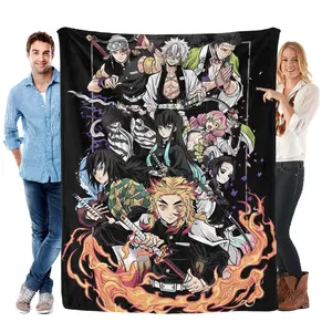 Demon Slayer: Kimetsu no Yaiba Core Characters Flannel Blanket Soft Cozy Throw for Anime Enthusiasts Vibrant Detailed Printing Ideal for Anime Marathons & Gifts Ultra-Soft Flannel Fabric Complete Core Characters Artwork