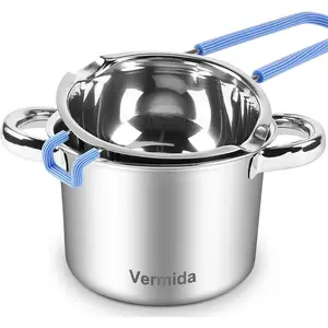 680M Double Boiler Pot Set,0.7QT Chocolate Melting Pots and 1600ML/1.7QT Stainless Steel Pot,Insert Melting Pots with Heat Resistant Handle for Chocolate,Butter,Candle,Candy and Soap