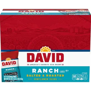 DAVID Sunflower Seeds, Ranch Flavor, 1.625 oz. (Pack of 12)