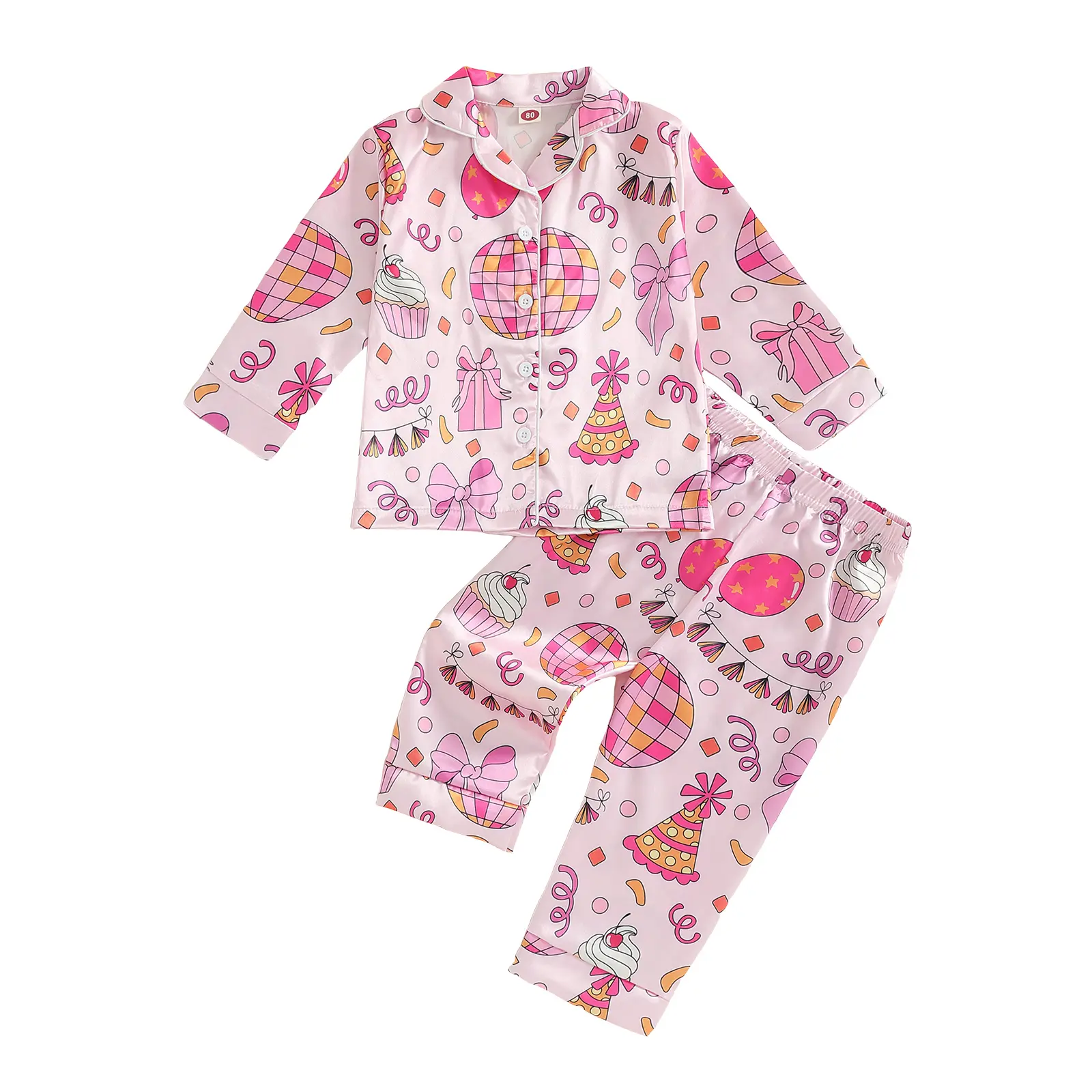 Canrulo Birthday Girl Pajamas Silk Stain Pjs Shirt Tops+Pants 2Piece Set Birthday Toddler Kids Little Girl Nightgown Gift