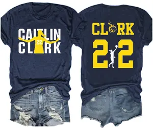 Caitlin Clark 22 Basketball T-Shirt for Women - Breathable Cotton-Polyester Blend Jersey - Casual & Athletic Wear for Sports Fans
