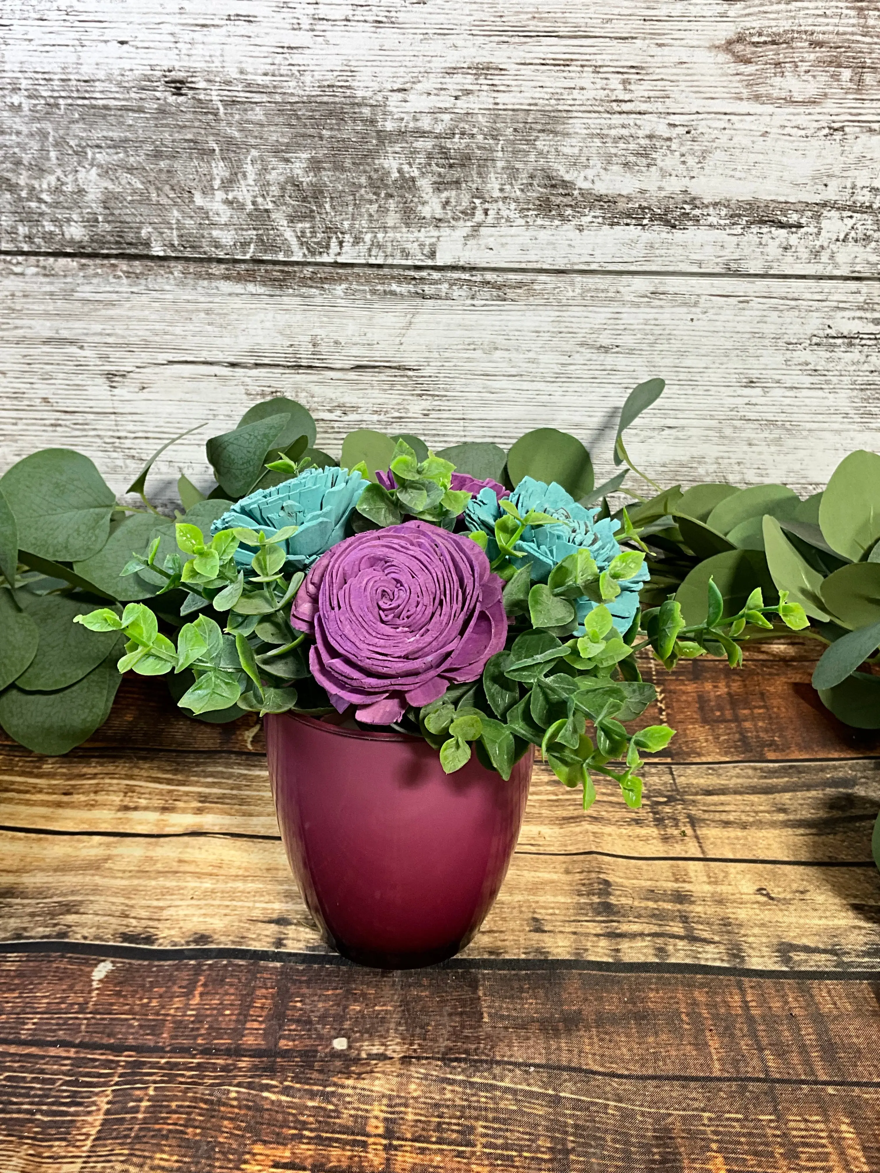 Vibrant Purple Turquoise Sola Wood Flowers - Purple Passion Arrangement