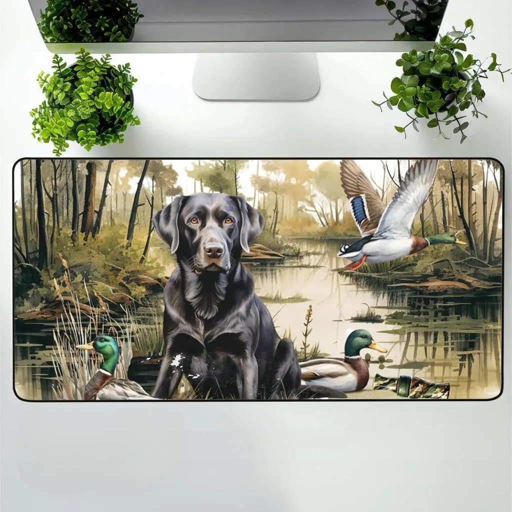 Mallard Duck Labrador Retriever Black Lab Desk Mat, Hunting Duck Mouse Pad, Gaming Keyboard Mat, Computer Accessories Decor