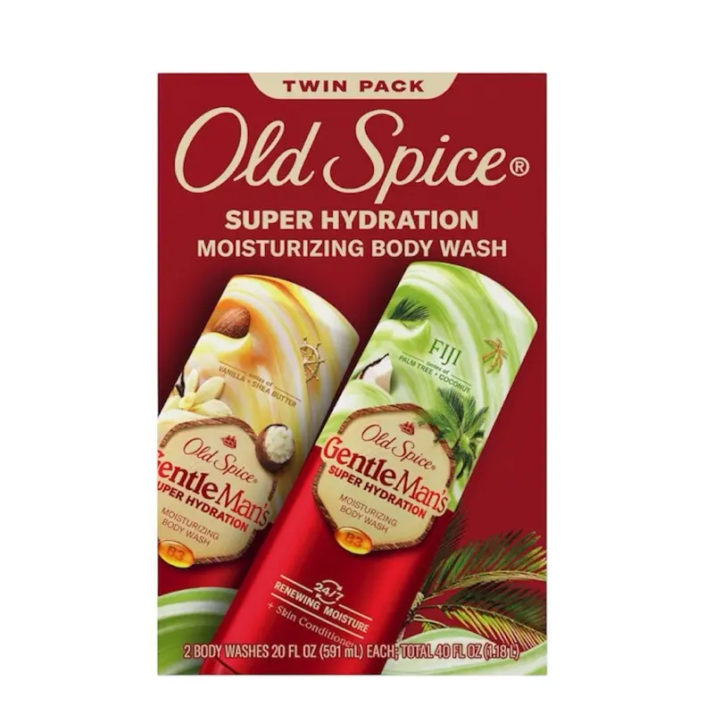 Old Spice Gentle Man's Super Hydration Body Wash - Vanilla Shea Butter & Tea Tree Coconut, Water Base, Moisturizing Formula, 20 fl oz Multi-Pack, Daily Use Men's Body Care