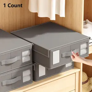 Bed Sheet Storage Box – Foldable Fabric Organizer for Queen & King Sheets, Duvet Covers & Pillowcases, Stackable Linen Closet Storage with Clear Window