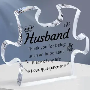 Acrylic Husband Trophy Gift - Engraved 'Thank You for Being My Life’s Important Piece' Decor, Personalized Plaque, Perfect Anniversary/Birthday/Valentine’s Day Present for Husband, Thoughtful Gift for Husband - Acrylic Puzzle Plaque