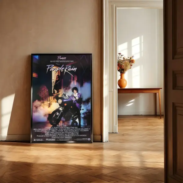 PRINCE. "PURPLE RAIN" [1984], directed by ALBERT MAGNOLI. Premium Photo Print80s Neon Motorcycle Music Poster Purple Night Rider Wall Art Retro Cinematic Canvas Print for Bedroom Living Room Music Studio Office Dorm Gift for Vintage Rock Fans