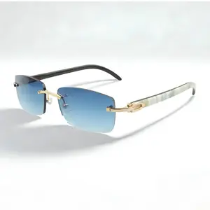 White Textured Buffs Blue Lens Sunglasses