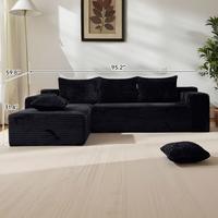 95"Black-Left Chaise