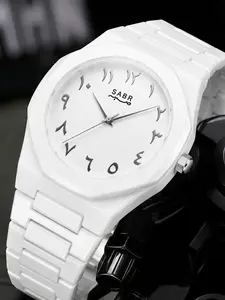 A men's all white refreshing silicone tape skin friendly and non irritating circular large dial with simple and high aesthetic value, durable and fashionable Quartz Wristwatch, Modern Fashionable Wristwatch