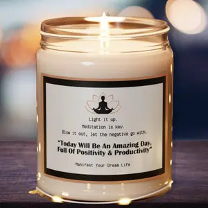 Manifest Positivity Scented Candle, Mental Clarity Gift, Calming Anxiety Soy Candle, 9oz - Birthday Gift for Her/Him candles