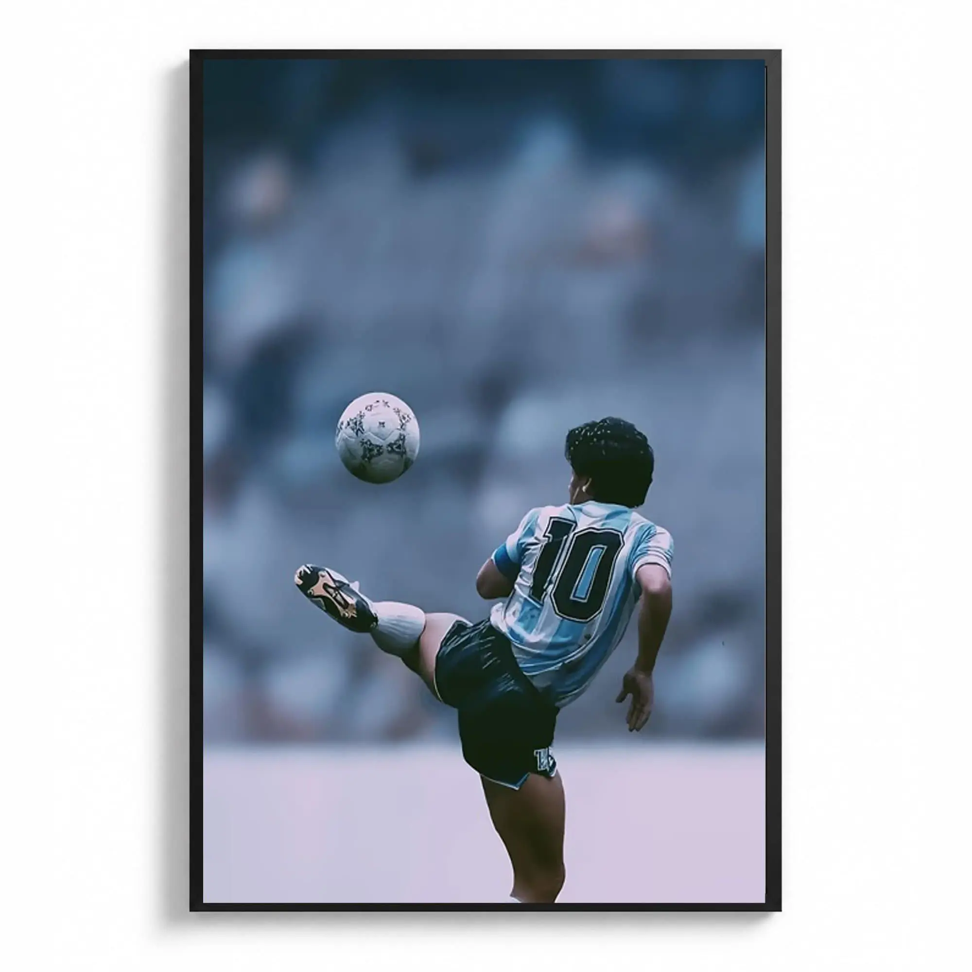 Diego Maradona Kicking A Soccer Ball Poster, Soccer Gifts, Sports Poster, Football Poster, Soccer Wall Art( Unframed - Print Only )