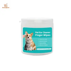 [BB]Pet Ear Cleaner Finger Wipes, 50 Count – Dog Ear Cleaner, Dog & Cat Grooming Kit Accessory. Soft & Easy-to-Use Ear Cleaning Pads, Removes Wax & Dirt, Stops Odor & Itching, Non-Irritating