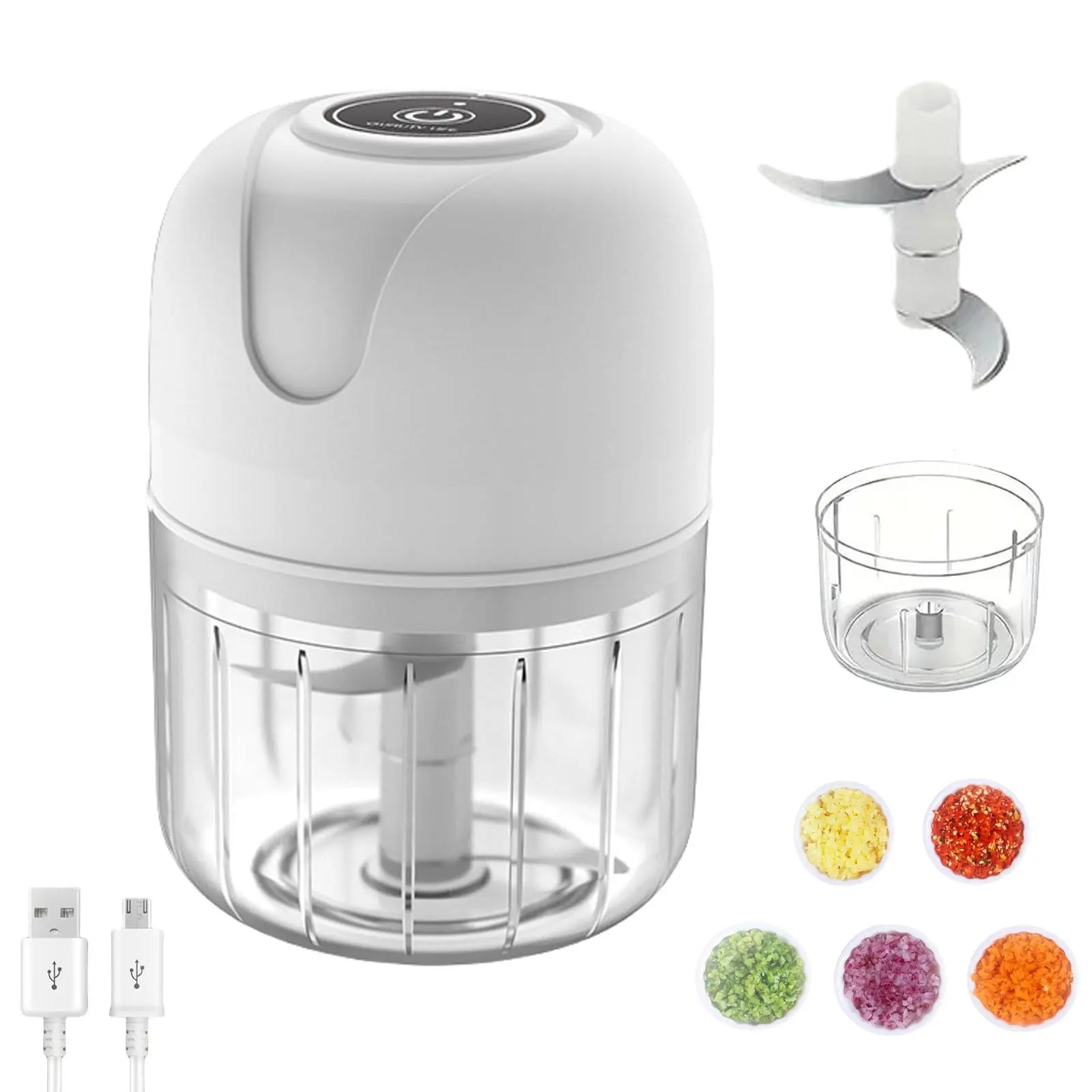 Cordless Mini Garlic Chopper (250ml) - Portable Electric Garlic Crusher, Durable Home Kitchen Tool with Large Storage Container, Fast Automatic Meat Vegetable Cutter for Baby Food, Girly Kitchenware