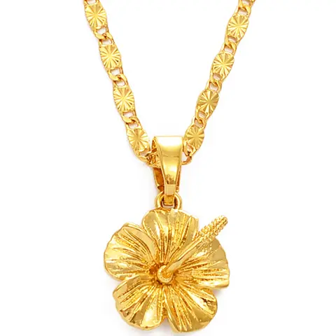 1pc Hawaiian Hibiscus Flower Pendant Necklace Marshallese Puerto Rico Guam Micronesia Pohnpei Jewelry Boho Style Jewelry Trendy Jewelry Bohemian Flower Necklace Wedding Gifts